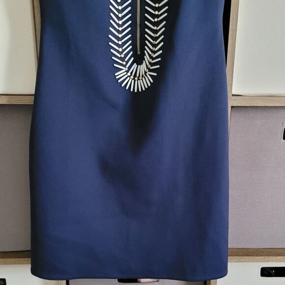 SALE🌷Lilly Pulitzer Embellished Blue and White Sheath Mini Dress size XXS - Picture 4 of 12